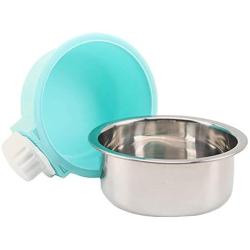 N/Y 2 Pcs Dog Crate Water Bowl No Spill, Stainless Steel Removable Food Bowl, No Spill Dog Bowl for Crate, Hanging Food Water Feeder Coop Cup for Pet