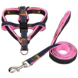 GoGo Pet Products petIM Adjustable Jean Denim Dog Leash and Collar Set - Best Dog Harness for Small Dogs - Jean Dog Harness Puppy for Walk