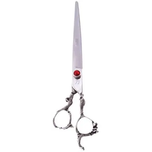 ShearsDirect Japanese 440C Stainless Steel Straight Shear with Dragon Handle, 9.0''