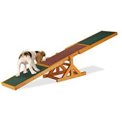 Relaxdays Colourful Wooden Pet Seesaw for Big and Small Dogs, Equipment for Agility and Obedience Training, 54 x 180 x 30 cm, Brown