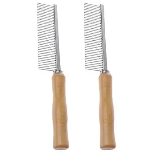 Pet Comb,Stainless Steel Wood Handle,Cat Grooming Comb,Dog Cleaning Comb,for Pet Hair Care Supplies