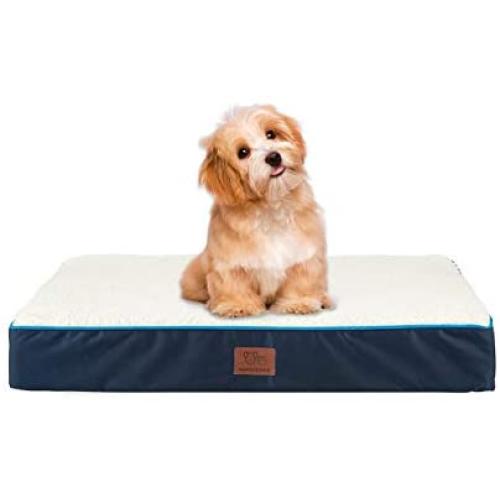 SunStyle Home Orthopedic Foam Dog Bed for Small & Medium Dogs Up to 50lbs with Waterproof Removable Cover, Mattress Pet Mat Bed for Dogs & Cats - Orthopedic Egg Crate Foam Platform