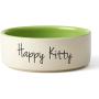PetRageous 17008 Happy Kitty Stoneware Dishwasher Safe Cat Bowl 2-Cup 5-Inch Diameter 2-Inch Tall for Cats, 16-Ounce, Off-White