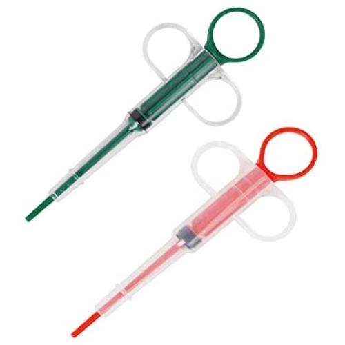 KISEER Pet Pill Dispenser, 2 Pcs Dog Pill Gun Shooter Tablet Soft Tip Syringe Pet Medical Feeding Tool Kit for Dogs Cats Small Animals (Green and Red)