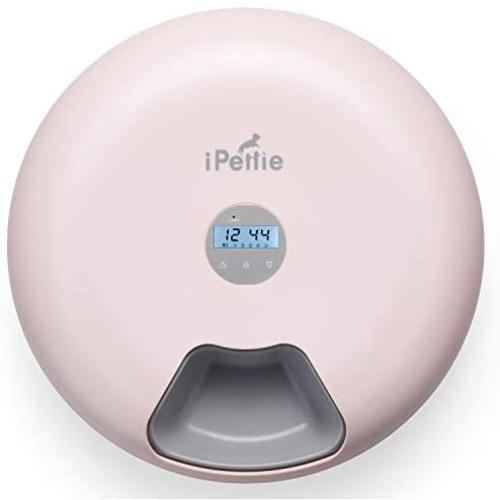 iPettie Donuts 6-Meal Automatic Wet and Dry Food Pet Feeder with Programmable Timer, Auto Dispenser for Cat and Small & Medium Dog, Batteries & USB Power Supply, Pink