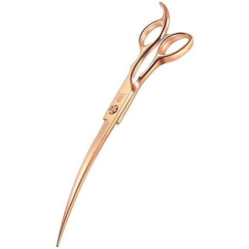 7.5'' Curved Dog Grooming Scissors, Professional Pets/Cats/Dogs Trimming, Shaping and Finishing Shears for Heads, Ribcages, Face, Eyes, Legs, Paws, Tail, Japanese 440C Stainless Steel