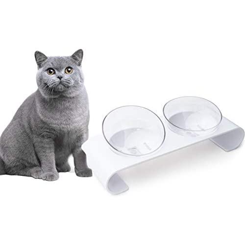 Songchet Double Dog Cat Bowls,Pet Raised Feeder Bowl No-Spill Pet Food Water Bowls for Cats and Small Dog