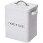 Morezi Pet Treat and Food Storage Tin with Lid and Scoop - White Vintage Farmhouse - Carbon Steel - Tight Fitting Lids - Storage Canister Tins