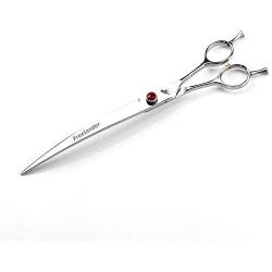 8.0/9.0 inch Japan 440C Dog Big Chunker/Curved Shears Professional Pet Grooming Thinning Scissors (C-9.0 inch-Silver)