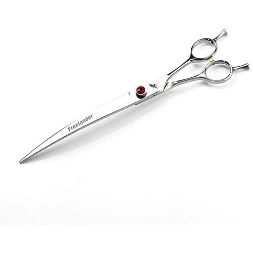 8.0/9.0 inch Japan 440C Dog Big Chunker/Curved Shears Professional Pet Grooming Thinning Scissors (C-9.0 inch-Silver)