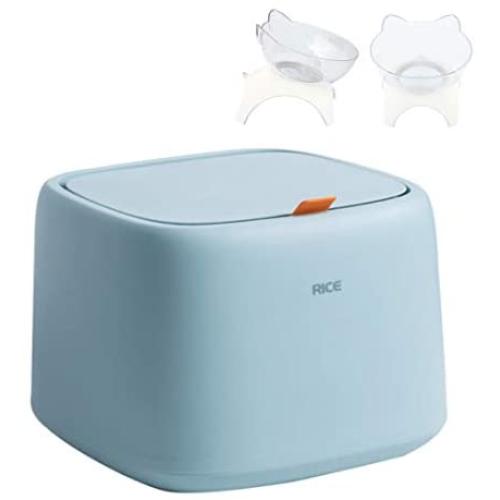 SPRICHIC Pet Food Storage Container - Store up to 22lbs Dry Food, Flip Top Plastic Food Storage Bin for Dog, Cat, Bird, with 2 Pet Food Bowls & Measuring Cup, BPA Free
