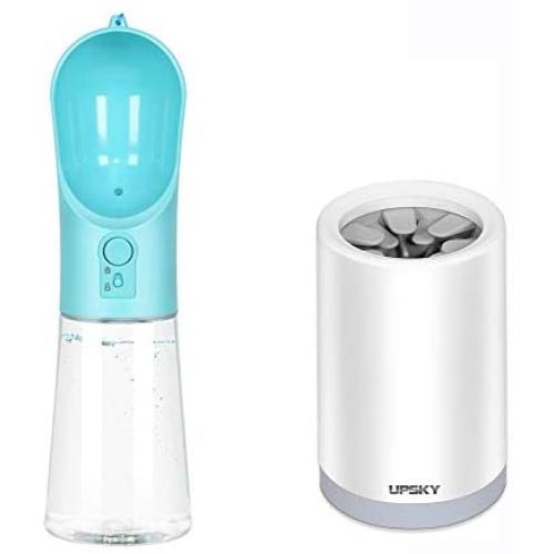 UPSKY Dog Water Bottle and Pet Pooper Scooper for Dogs and Cats with Long Handle, Durable Spring & Premium Materials，Easy to Use for Grass, Dirt, Gravel Pick Up