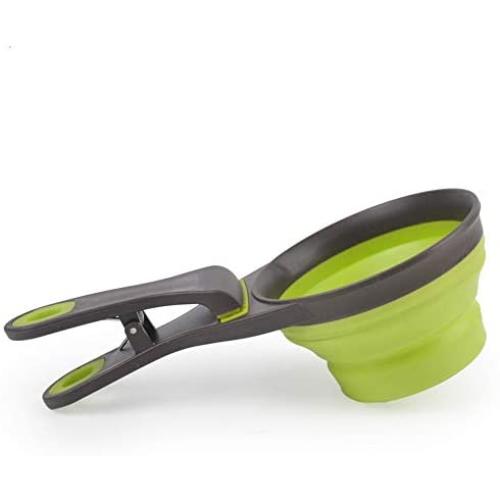THE MIMIS Pet Dog Cat Folded Food Scoop Spoon Sealing Clip Measuring Cup，Collapsible Storage Puppy Bowl Doggie Snack Measuring Cup