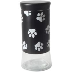 Housewares International 9-1/4-Inch Glass Pet Treats And Snacks Storage Jar, Black Background