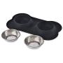 Amazon Basics Dog Bone Shaped Silicone Pet Bowl Combo