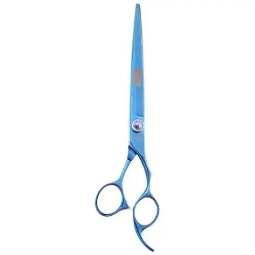 ShearsDirect Professional Blue Titanium Cutting Shears Off Set Handle Design with Anatomic Thumb and Gem Stone Tension, 8.0-Inch ShearsDirect Professional Blue Titanium Cutting Shears Off Set Handle Design with Anatomic Thumb and Gem Stone Tension, 8.0-Inch