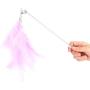 Cat Wand Toys, Feather Non‑Toxic Cat Teaser Stick, Durable Pink 3Pcs Pet Teaser Toy with Crisp Bell for Funny Cat Cat Play