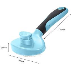 DTTO Dogs Brush & Cats Brush, Self Cleaning Pet Slicker Brush Professional Pet Grooming Brush for Small, Medium & Large Dogs and Cats, with Short to Long Hair,Blue