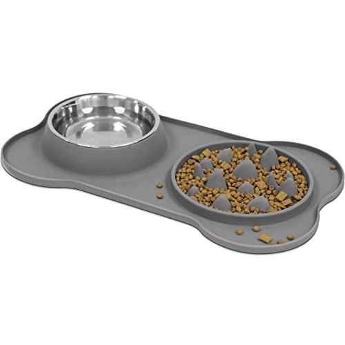 LumoLeaf Slow Feeder Mat with Stainless Steel Bowl
