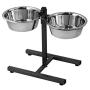 Indipets Adjustable Double Diner with 2 Stainless Steel Dog Bowls - Heavy Base Adjusts to Fit Your Pets Height