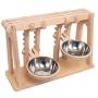 Pet Dog & Cat Bowls Stand, Adjustable Height Feeding Station with Stainless Steel Bowls