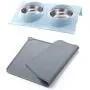 Stainless Steel Double Pet Bowls and Non-Skid Silicone Mat, Food and Water Feeder Bowls for Cats or Dogs. Stainless Steel Double Pet Bowls and Non-Skid Silicone Mat, Food and Water Feeder Bowls for Cats or Dogs.