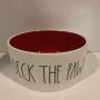 Rae Dunn DECK THE PAWS Dog pet bowl - red interior - 6 inches - ceramic