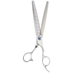 ShearsDirect Japanese 440C 24 Tooth Chunker with Light Blue Gem Stone Tension and Anatomic Handle, 7.5-Inch