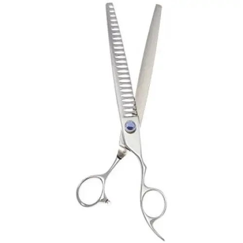 ShearsDirect Japanese 440C 24 Tooth Chunker with Light Blue Gem Stone Tension and Anatomic Handle, 7.5-Inch ShearsDirect Japanese 440C 24 Tooth Chunker with Light Blue Gem Stone Tension and Anatomic Handle, 7.5-Inch