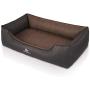 Knuffelwuff Laser-Quilted Artificial Leather Orthopaedic Dog Bed Outback M-L Small 85 x 63cm Black/Brown