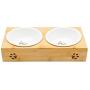 MLCINI Raised Dog cat Bowls with Stand, Solid Bamboo Non Slip Elevated Dog cat Bowls and 2 Stainless Steel Food Water Bowls for Small Medium Dogs Cats pet