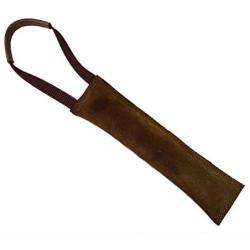 Hide & Drink, Extra Tough Thick Leather Dog Tug Toy for Training / Playing w/Comfortable Strap, Heavy Duty Handmade :: Bourbon Brown