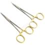 CYNAMED Premium German Set of 2 Ea Pet Cat Dog Hair Puller Remover Stainless Steel HEMOSTAT Locking Forceps 5'' Straight + Curved Full Serrated-s Ear Hair Clamp Pulling Shears Plier Pet Dog Trimmer