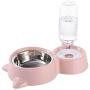 U/D Double Cat and Dog Bowls Prevent Tipping Food Bowls and Detachable Water Fountain Bowls