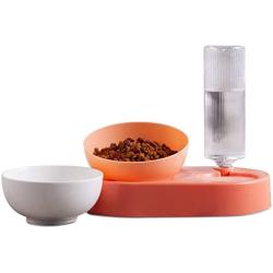 Jemirry Cat Dog Bowls with Raised Stand,15° Tilted Food and Water Bowl Set, Double Pet Bowls Bottle for Small or Medium Size Dogs Cats