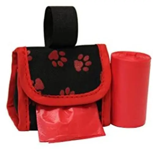 Five Star Pet Purse Style Dispenser with 2 Rolls Made in USA Easy Open Poop Bags Dog Waste Bags (Red Paw)