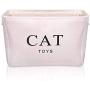 GUMEW White Canvas Cat Toy Basket Box for Cats Toy Storage. Size: 16in x 12.5ins x 7.5ins