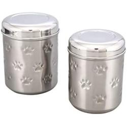 Artisans Village Pet Canisters Fresh Dry Dog & Cat Food Storage Container Stainless Steel for Pet Food, and Bird Seed Shine (Large) - Amazon Vine