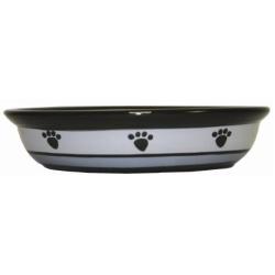 PetRageous 44247 Oval Metro Paws Stoneware Cat Bowl 6.25-Inch Wide and 1.5-Inch Tall Saucer with 1-Cup Capacity and Dishwasher and Microwave Safe for Small Dogs and Cats, Multi-Colored