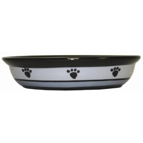 PetRageous 44247 Oval Metro Paws Stoneware Cat Bowl 6.25-Inch Wide and 1.5-Inch Tall Saucer with 1-Cup Capacity and Dishwasher and Microwave Safe for Small Dogs and Cats, Multi-Colored
