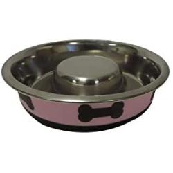 Boomer N Chaser BNC-10011 Slow Feeder Spill Proof Pet Bowl Fusion Hot Pink