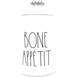 Rae Dunn by Magenta BONE APPETIT Ceramic LL Pet Treat Canister with Crown Lid Handle