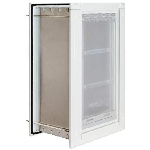 Endura Flap Wall Pet Door Energy Efficient Single Flap Dog Door Small Medium Large XL Safe Doggie and Cat Door in Black, Tan, White Aluminum Frame for Exterior Wall Doggy Door. Well Built w/Cover