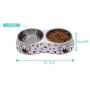 Food Grade Melamine Double Dog Bowls Double Premium Stainless Steel Bowls Pet Food Water Feeder for Medium Dog No More Than 40 pounds