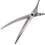 Pet Grooming Scissors,7'' Professional Dog Cat Grooming Shears with Round Tip Stainless Steel Strong and Sharp Blade Heavy Duty Thinning Curved Cutting Straight Tool Set (Curved Down Scissors)