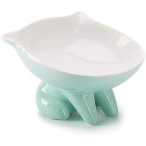 ViviPet Raised Ceramic Cat Food Q Bowl Dish, Tilt Angle Protect Cats Spine, Gift for Cat