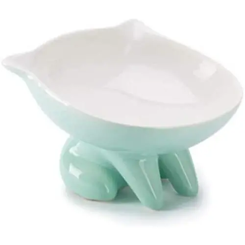 ViviPet Raised Ceramic Cat Food Q Bowl Dish, Tilt Angle Protect Cats Spine, Gift for Cat ViviPet Raised Ceramic Cat Food Q Bowl Dish, Tilt Angle Protect Cats Spine, Gift for Cat