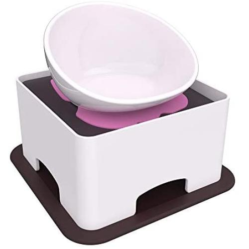 X@HE Tall Ceramic Dog Bowls Elevated, Adjustable Raised Dog Bowls Set, Standing Pet Feeding Dishes for Medium Large Breeds,White