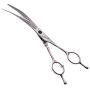 Pet Grooming Scissors,7'' Professional Dog Cat Grooming Shears with Round Tip Stainless Steel Strong and Sharp Blade Heavy Duty Thinning Curved Cutting Straight Tool Set (Curved Down Scissors)
