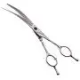 Pet Grooming Scissors,7'' Professional Dog Cat Grooming Shears with Round Tip Stainless Steel Strong and Sharp Blade Heavy Duty Thinning Curved Cutting Straight Tool Set (Curved Down Scissors)